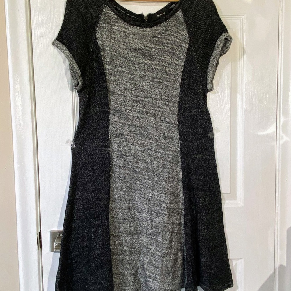 Style&co Women’s Gray Sweat- shirt/sweater dress 100% Cotton Size L Like New♦️